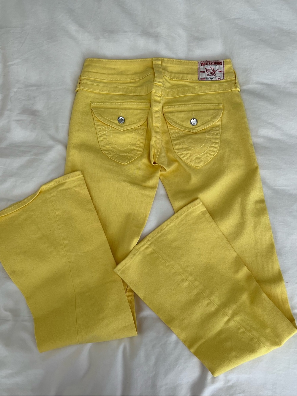 Vintage True Religion Yellow Flare Disco Joey Jeans 26